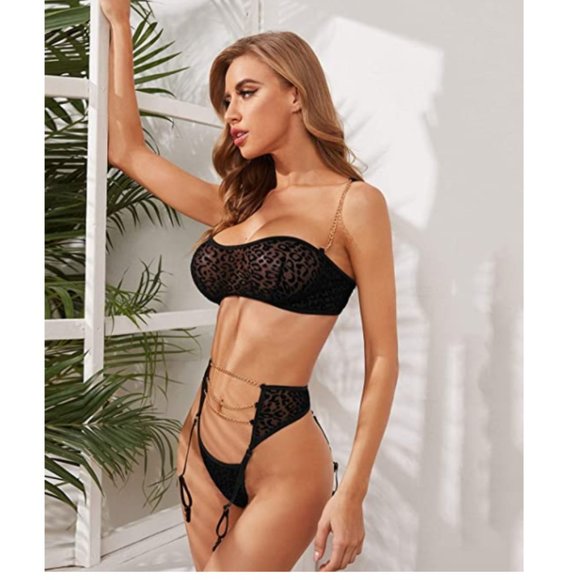 Women's 3 Pieces Mesh Ruffle Sexy Garter